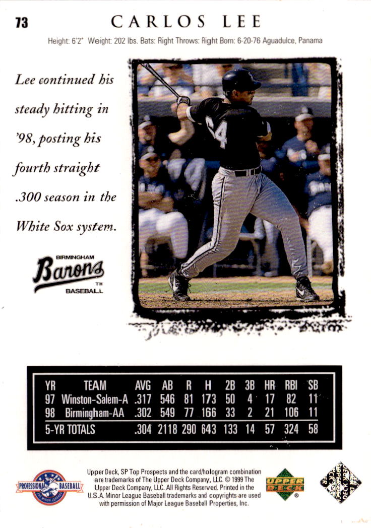 1999 SP Top Prospects #73 Carlos Lee