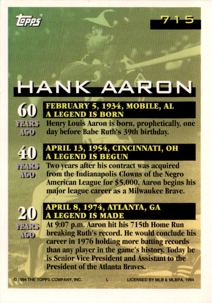 1994 Topps #715 Hank Aaron