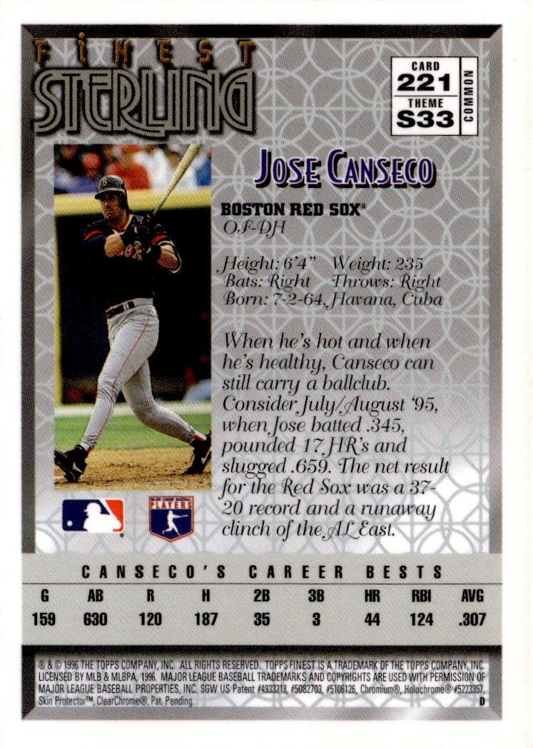 1996 Finest #221 Jose Canseco