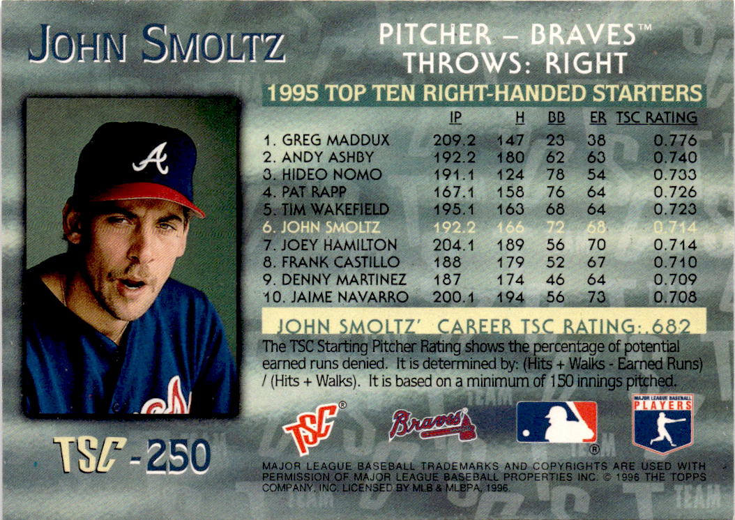 1996 Stadium Club #250 John Smoltz