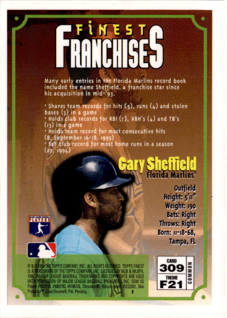 1996 Finest #309 Gary Sheffield