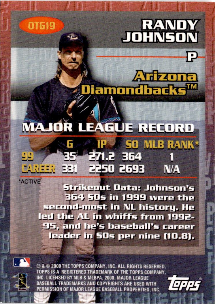 2000 Topps #OTG19 Randy Johnson Own the Game