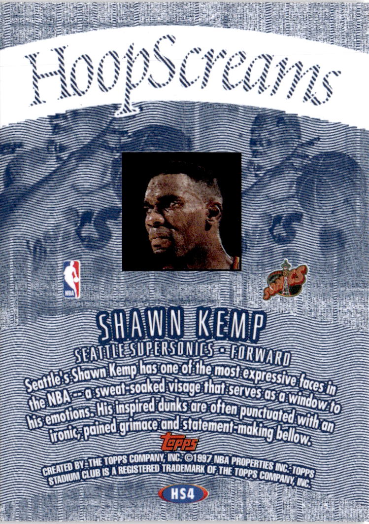 1997-98 Stadium Club #HS4 Shawn Kemp Hoop Screams