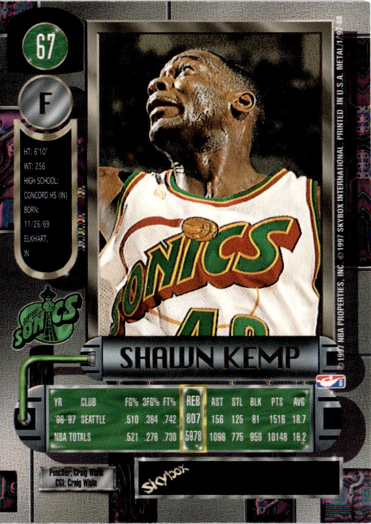 1997-98 Metal Universe #67 Shawn Kemp Reebok Gold