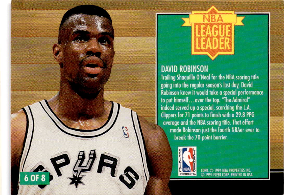 1994-95 Fleer #6 David Robinson NBA League Leaders