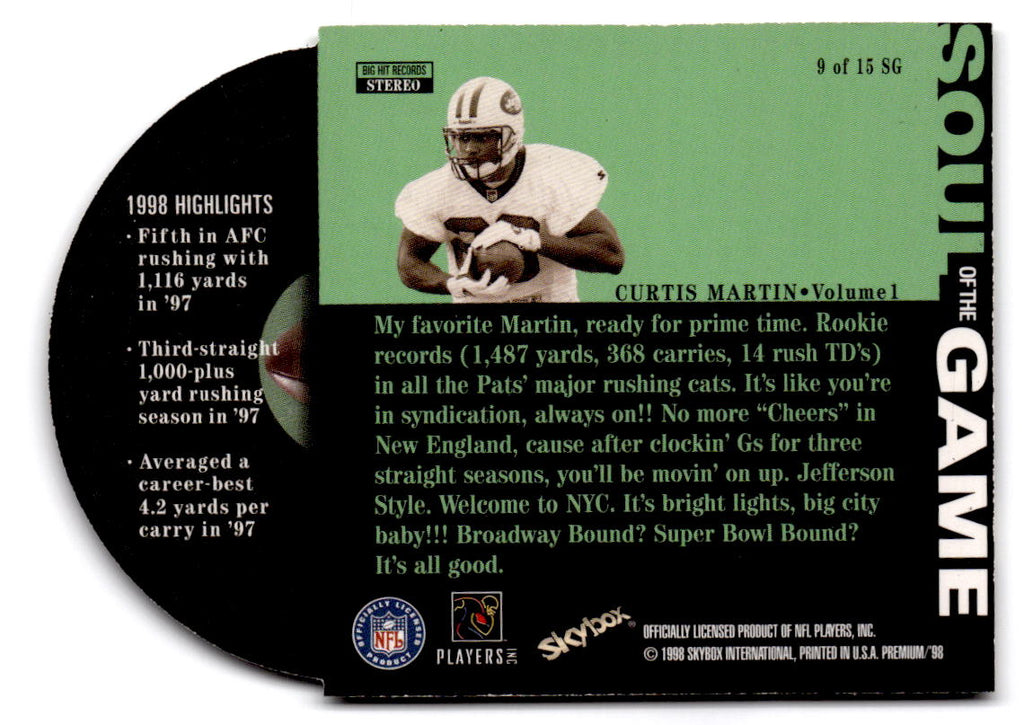 1998 SkyBox Premium #9 SG Curtis Martin Soul of the Game