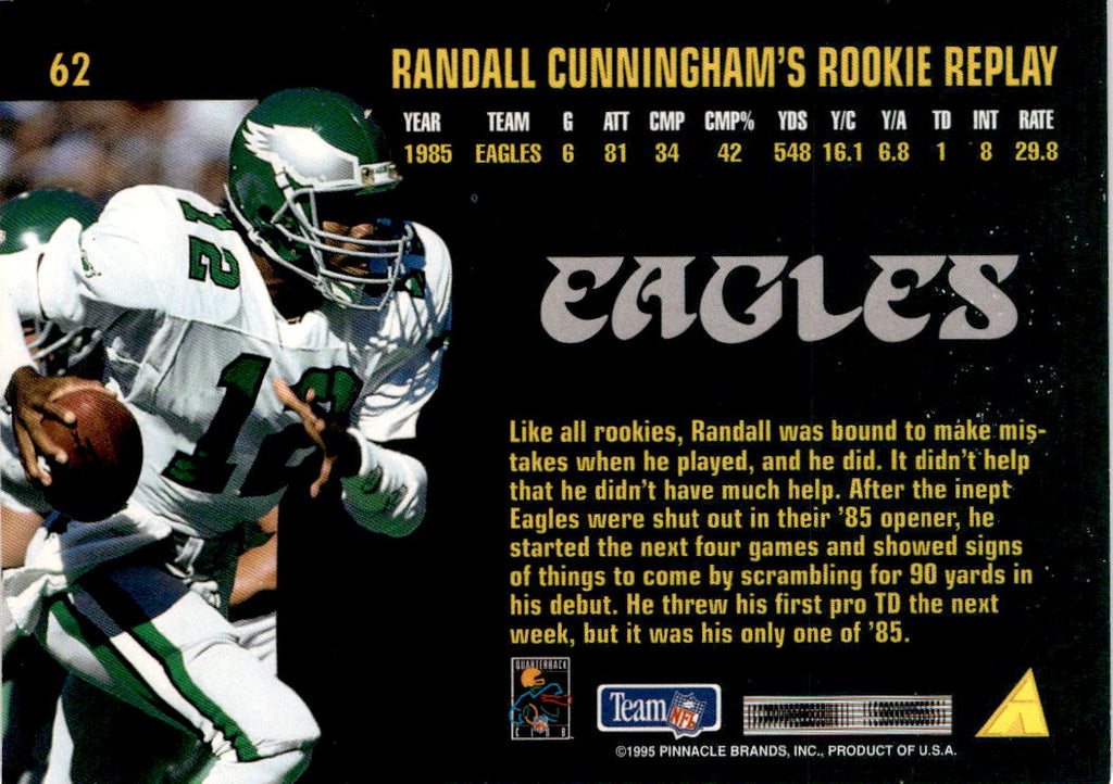 1995 Pinnacle Club Collection #62 Randall Cunningham