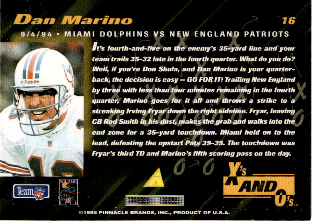 1995 Pinnacle Club Collection #16 Dan Marino