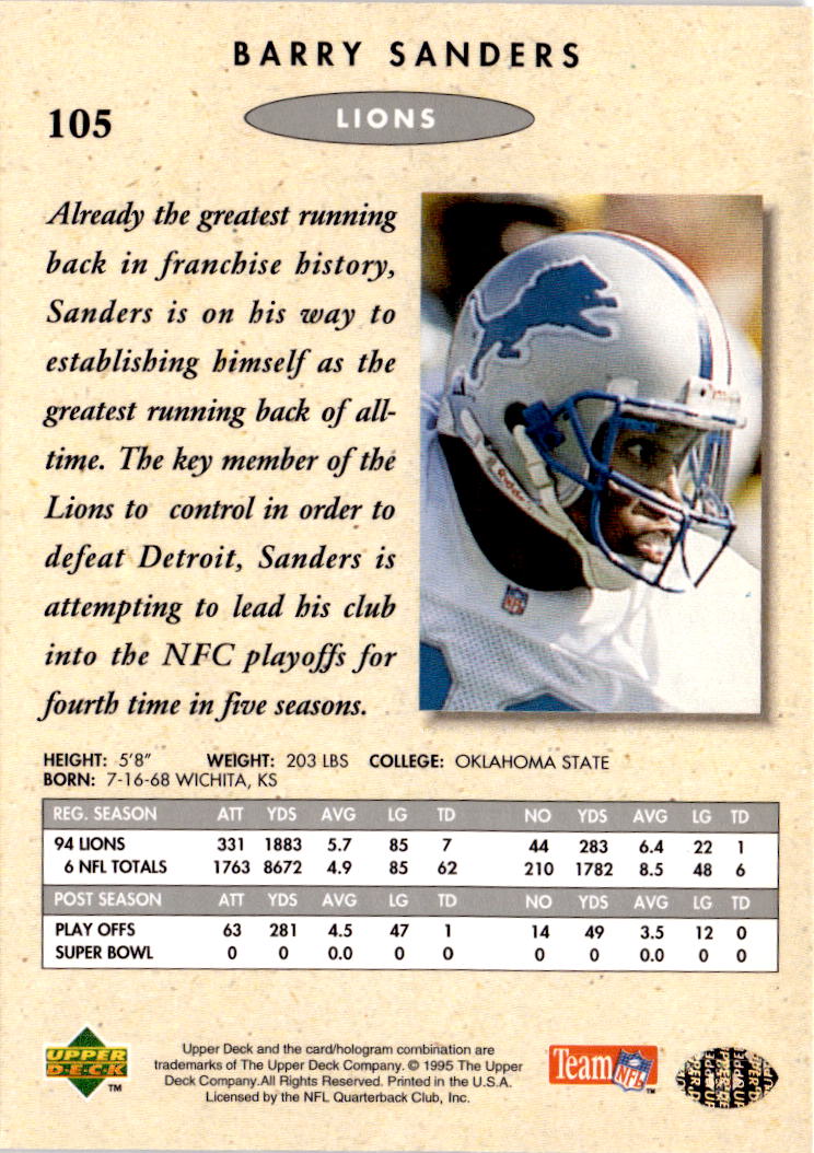 1995 SP Championship #105 Barry Sanders