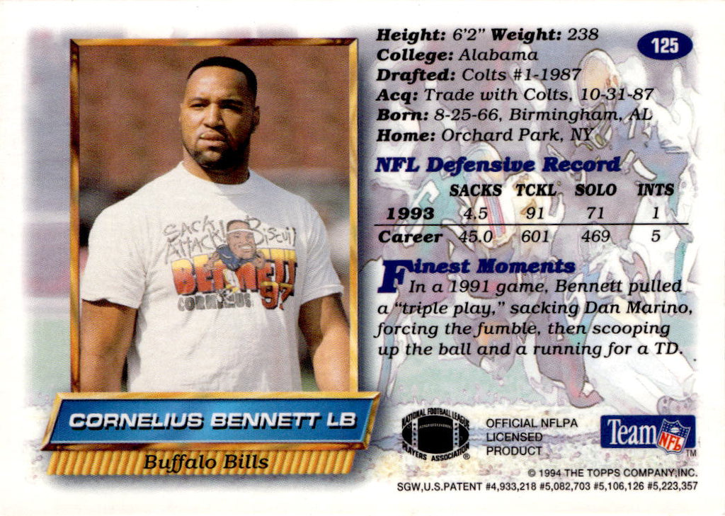 1994 Finest #125 Cornelius Bennett