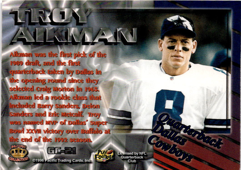 1996 Pacific #GC-21 Troy Aikman Gems of the Crown