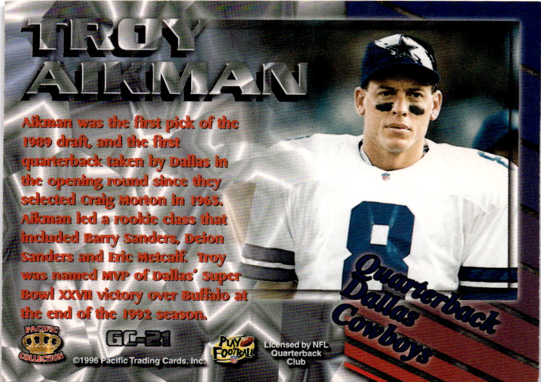 1996 Pacific #GC-21 Troy Aikman Gems of the Crown