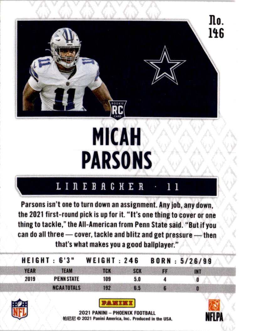 2021 Panini Phoenix #146 Micah Parsons Fire Burst