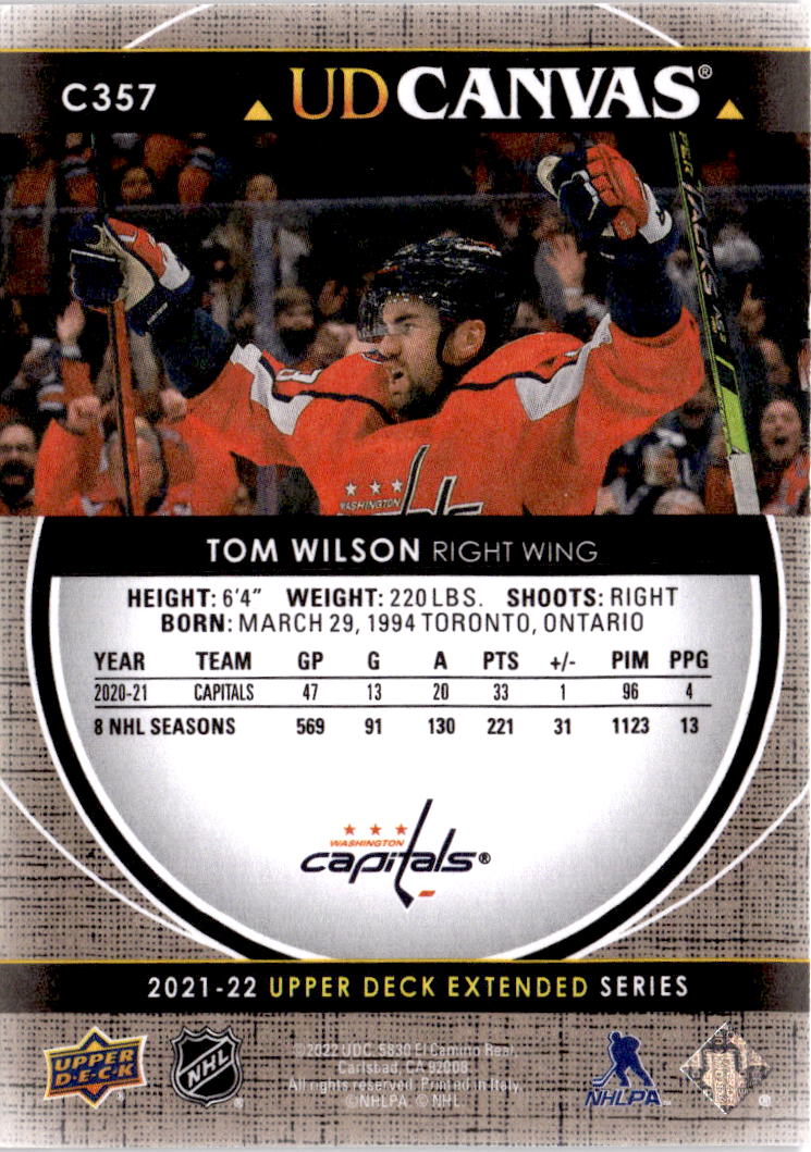 2021-22 Upper Deck #C357 Tom Wilson UD Canvas
