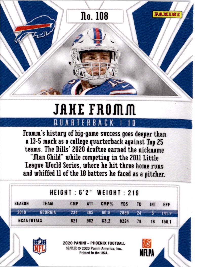 2020 Panini Phoenix #108 Jake Fromm Fire Burst