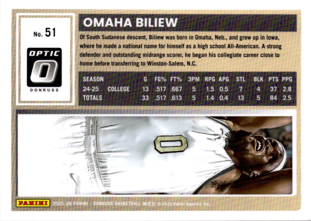 2025-26 Donruss #51 Omaha Biliew Optic