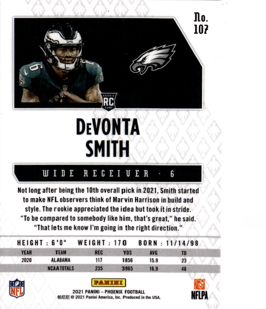 2021 Panini Phoenix #107 DeVonta Smith Fire Burst
