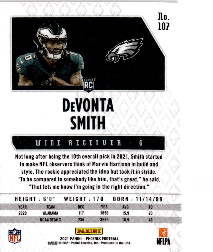 2021 Panini Phoenix #107 DeVonta Smith Fire Burst