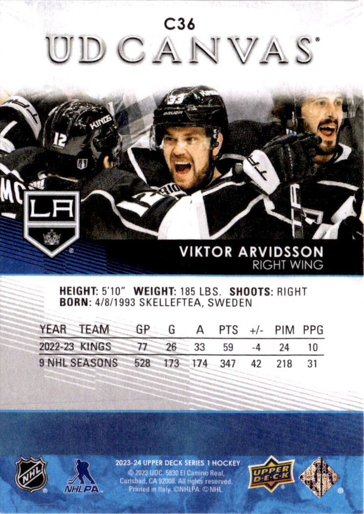 2023-24 Upper Deck #C36 Viktor Arvidsson UD Canvas