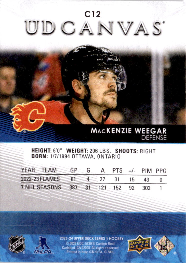 2023-24 Upper Deck #C12 MacKenzie Weegar UD Canvas
