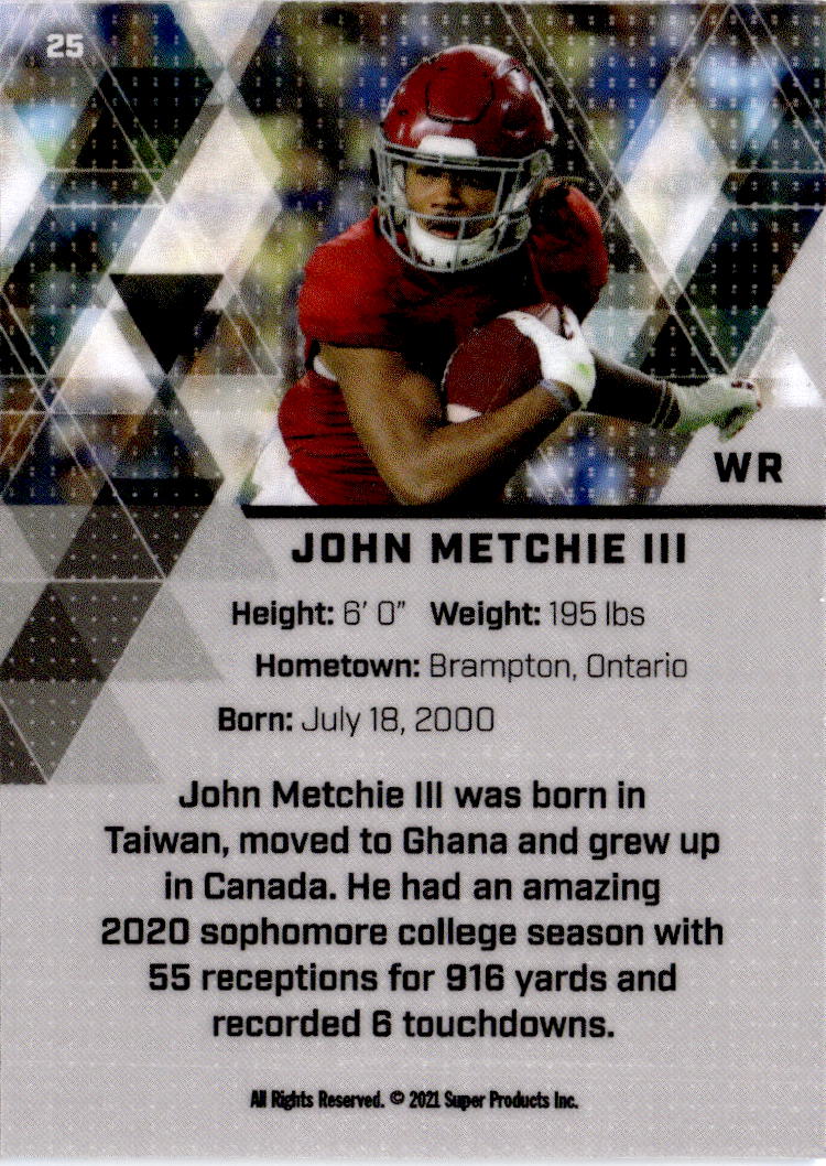 2021 Super Glow Sports #25 John Metchie III Blue Glow