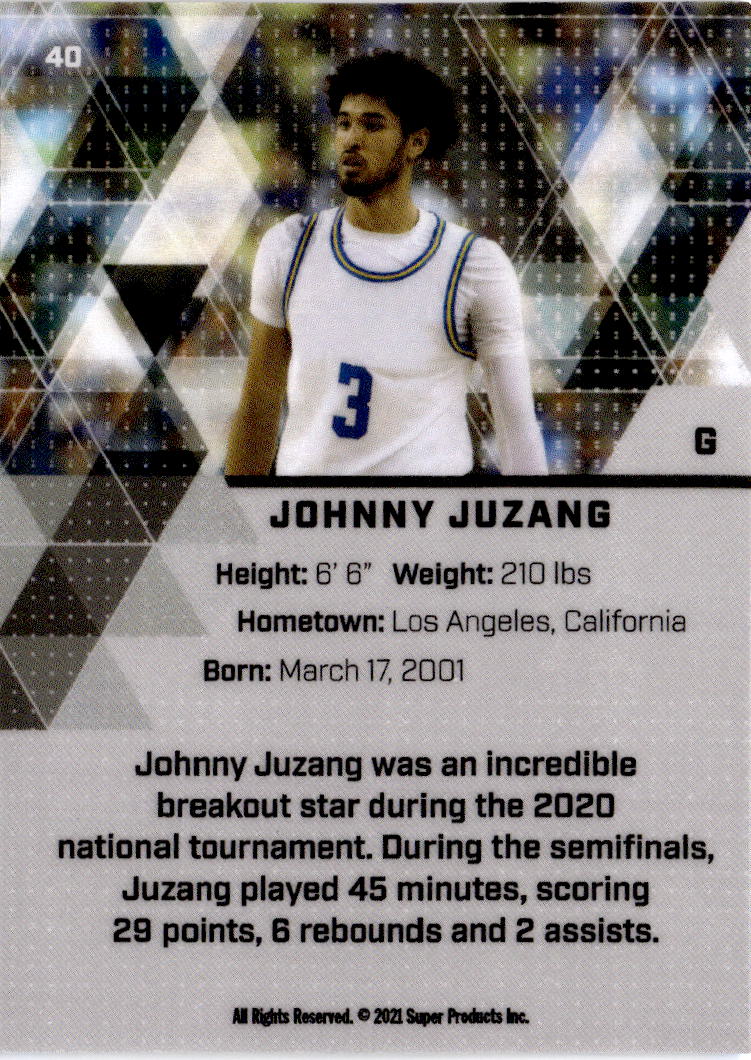 2021 Super Glow Sports #40 Johnny Juzang Blue Foil