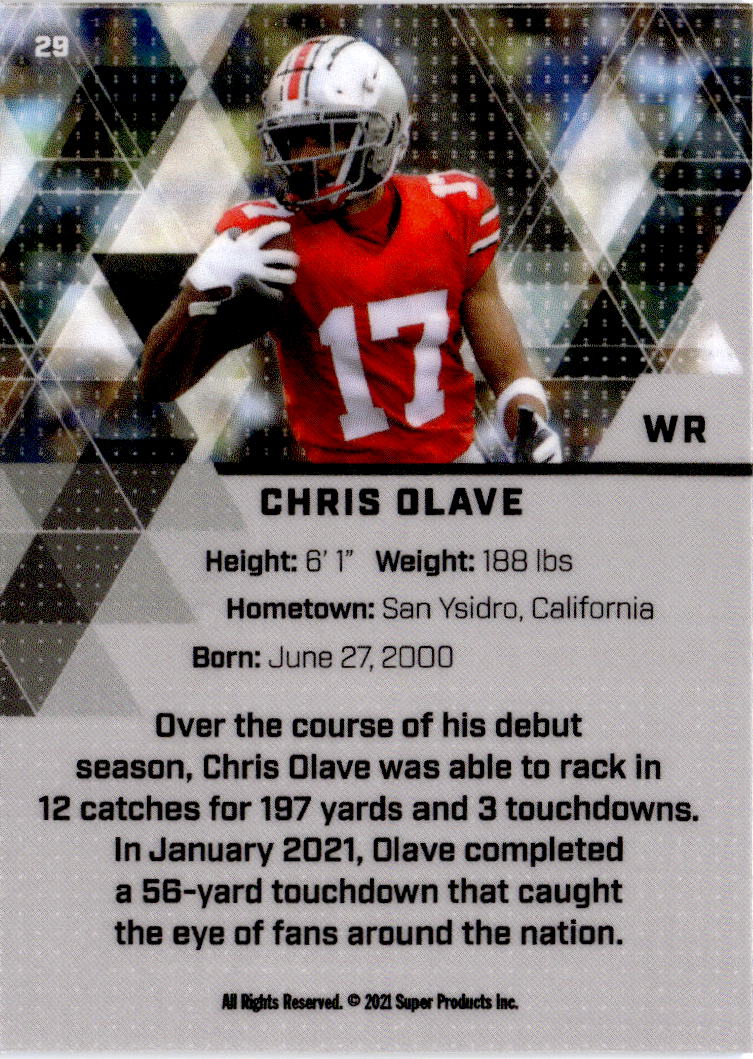 2021 Super Glow Sports #29 Chris Olave Blue Glow