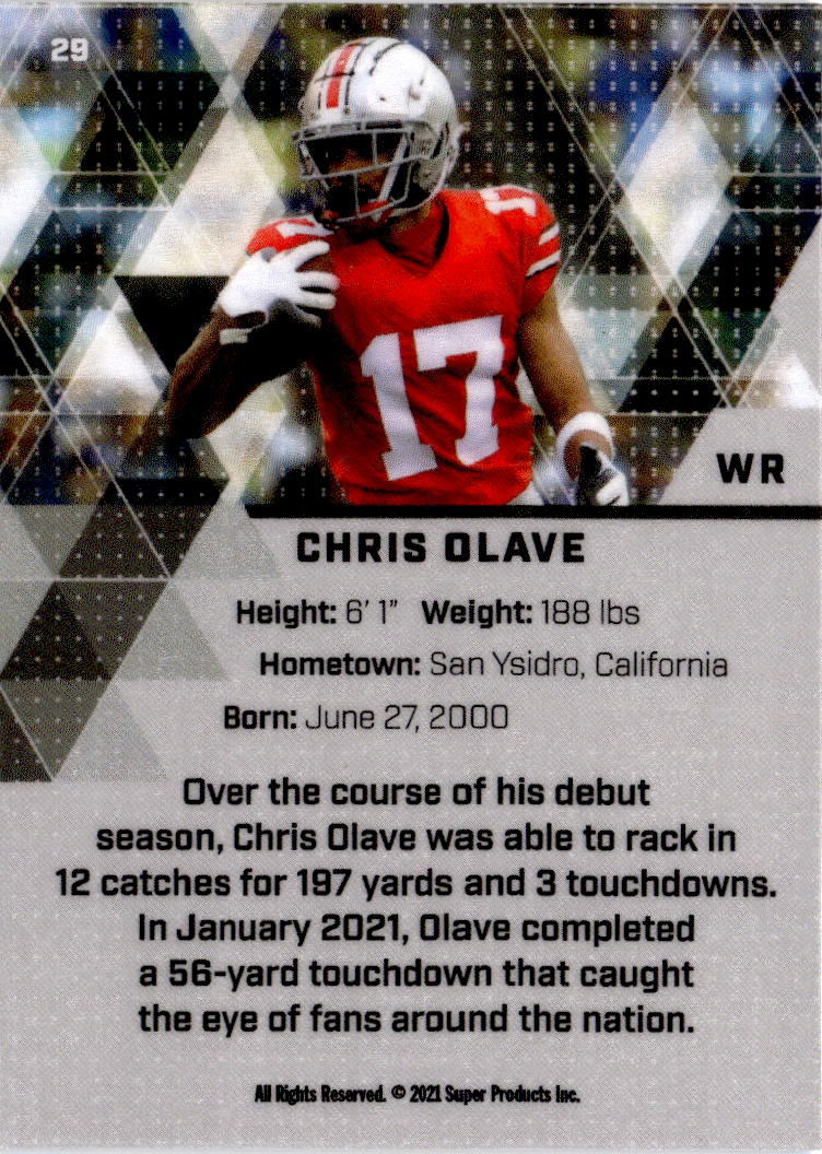 2021 Super Glow Sports #29 Chris Olave Blue Glow