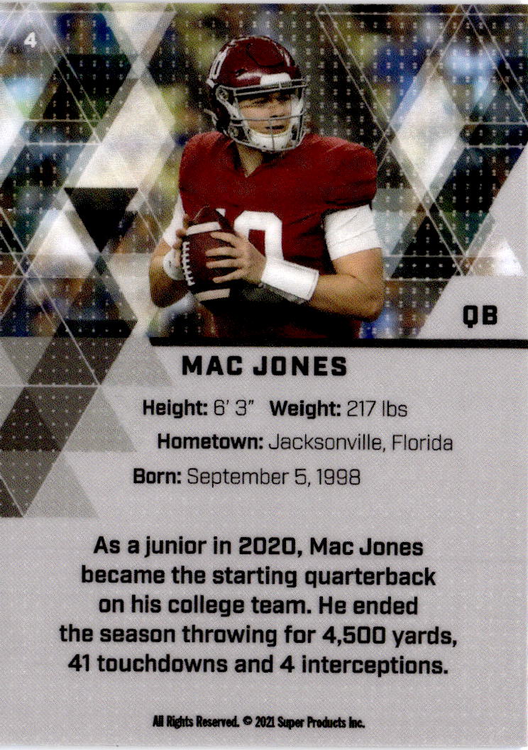 2021 Super Glow Sports #4 Mac Jones Blue Glow