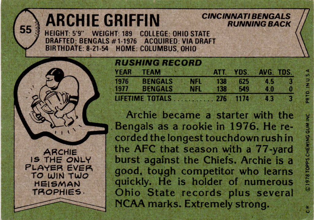1978 Topps #55 Archie Griffin
