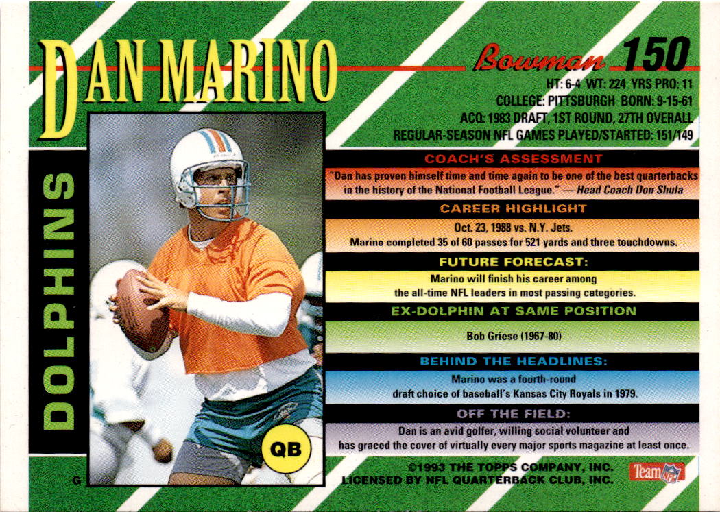 1993 Bowman #150 Dan Marino