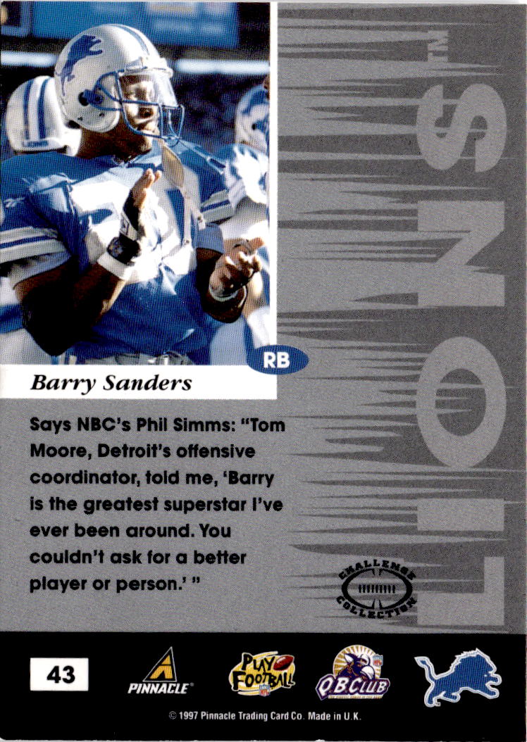 1997 Pinnacle Inscriptions #43 Barry Sanders