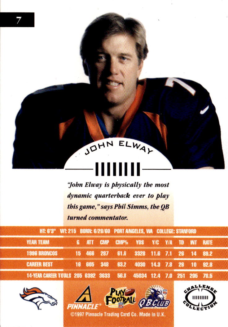 1997 Pinnacle Inscriptions #7 John Elway