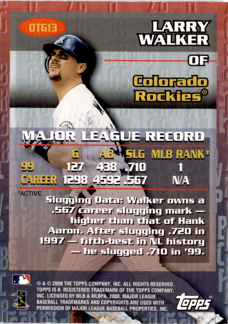 2000 Topps #OTG13 Larry Walker Own the Game