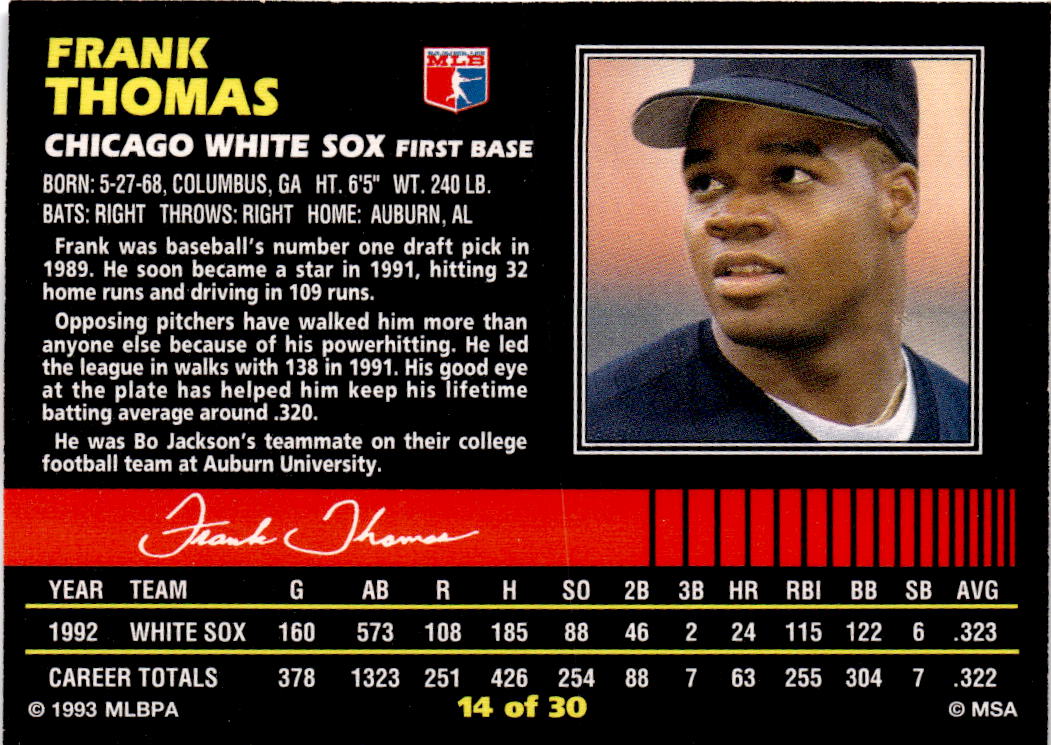 1993 Post Cereal #14 Frank Thomas