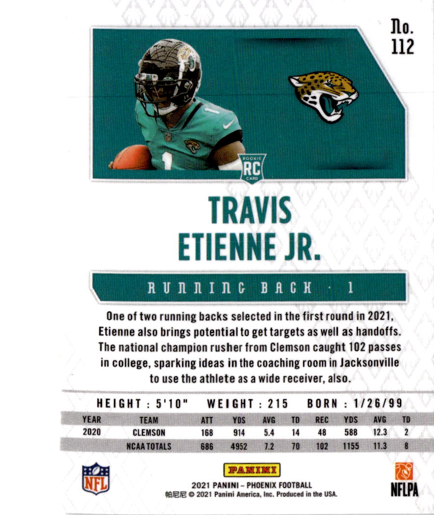 2021 Panini Phoenix #112 Travis Etienne Jr. Fire Burst