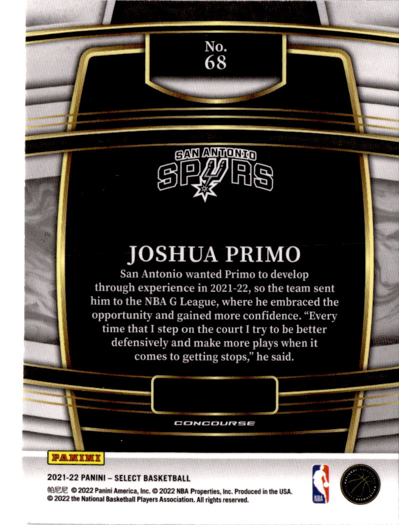 2021-22 Panini Select #68 Joshua Primo