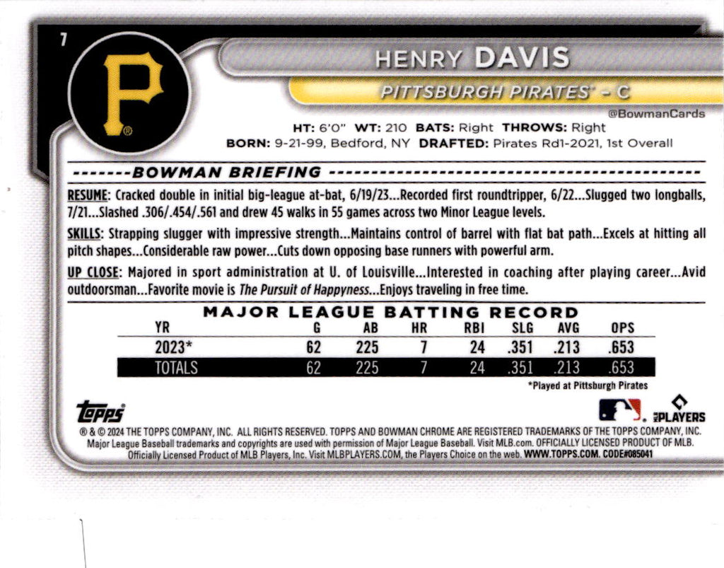 2024 Bowman Chrome #7 Henry Davis