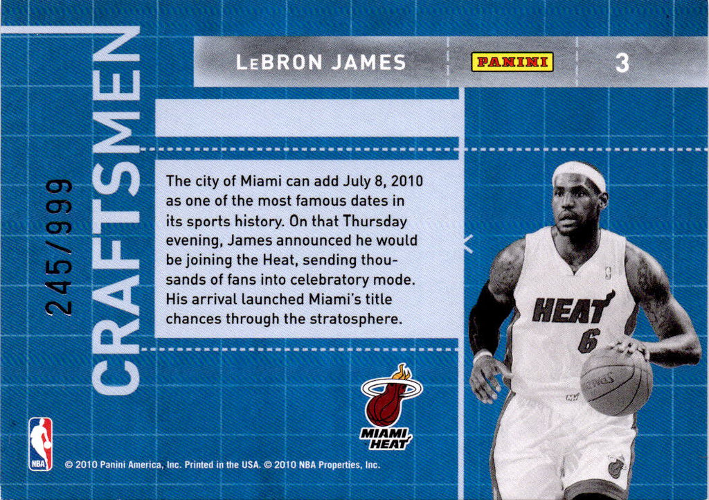 2010-11 Donruss #3 LeBron James Craftsmen #/999