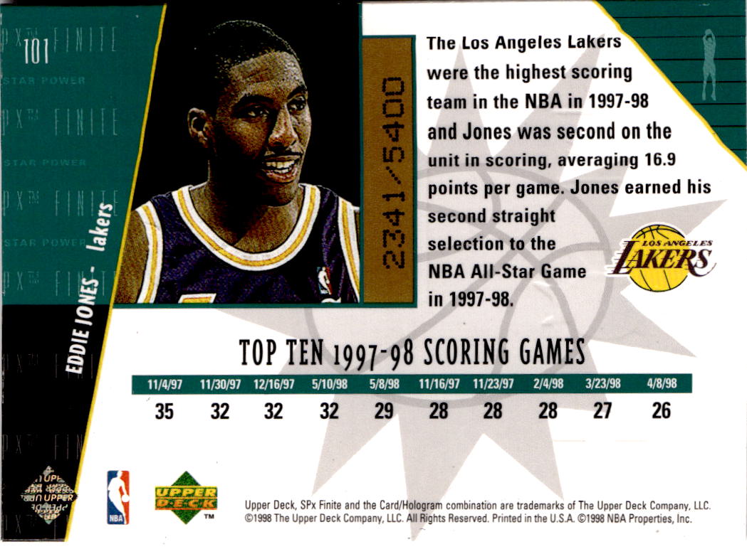 1998-99 SPx Finite #101 Eddie Jones #/5400