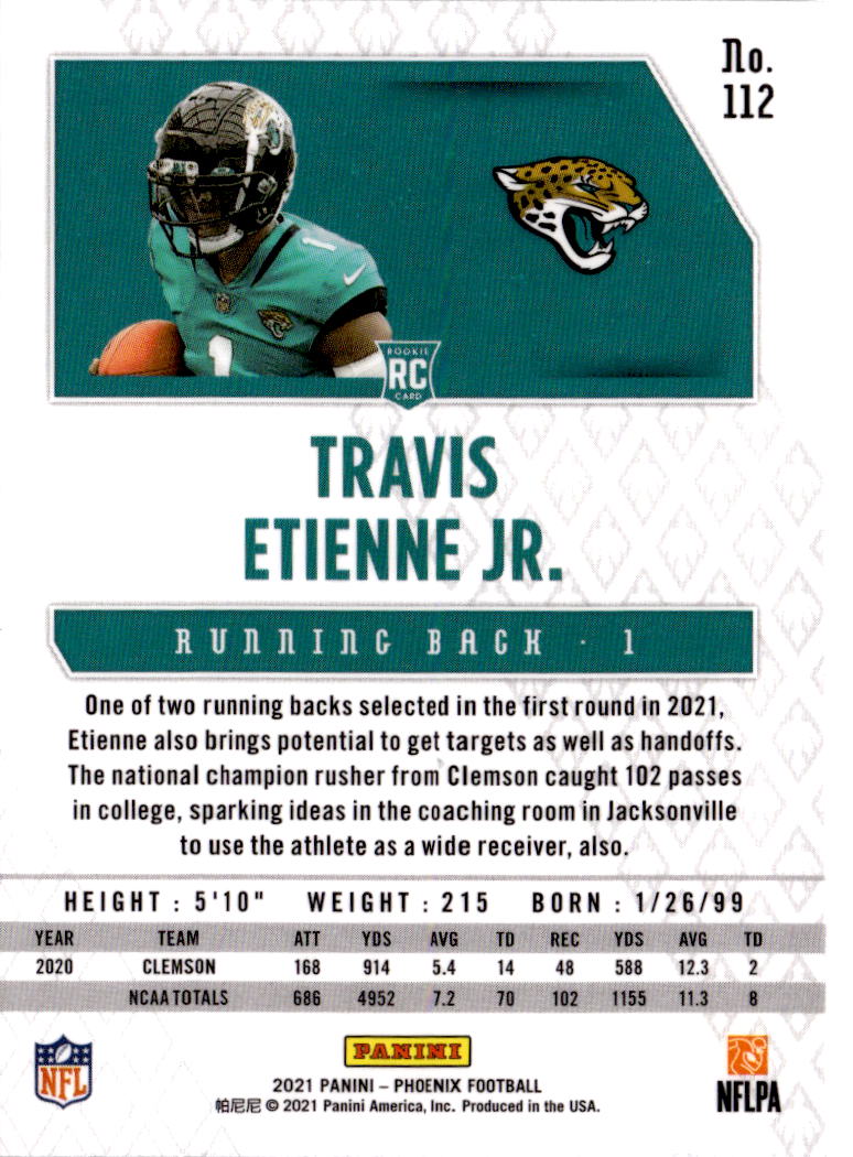 2021 Panini Phoenix #112 Travis Etienne Jr. Fire Burst