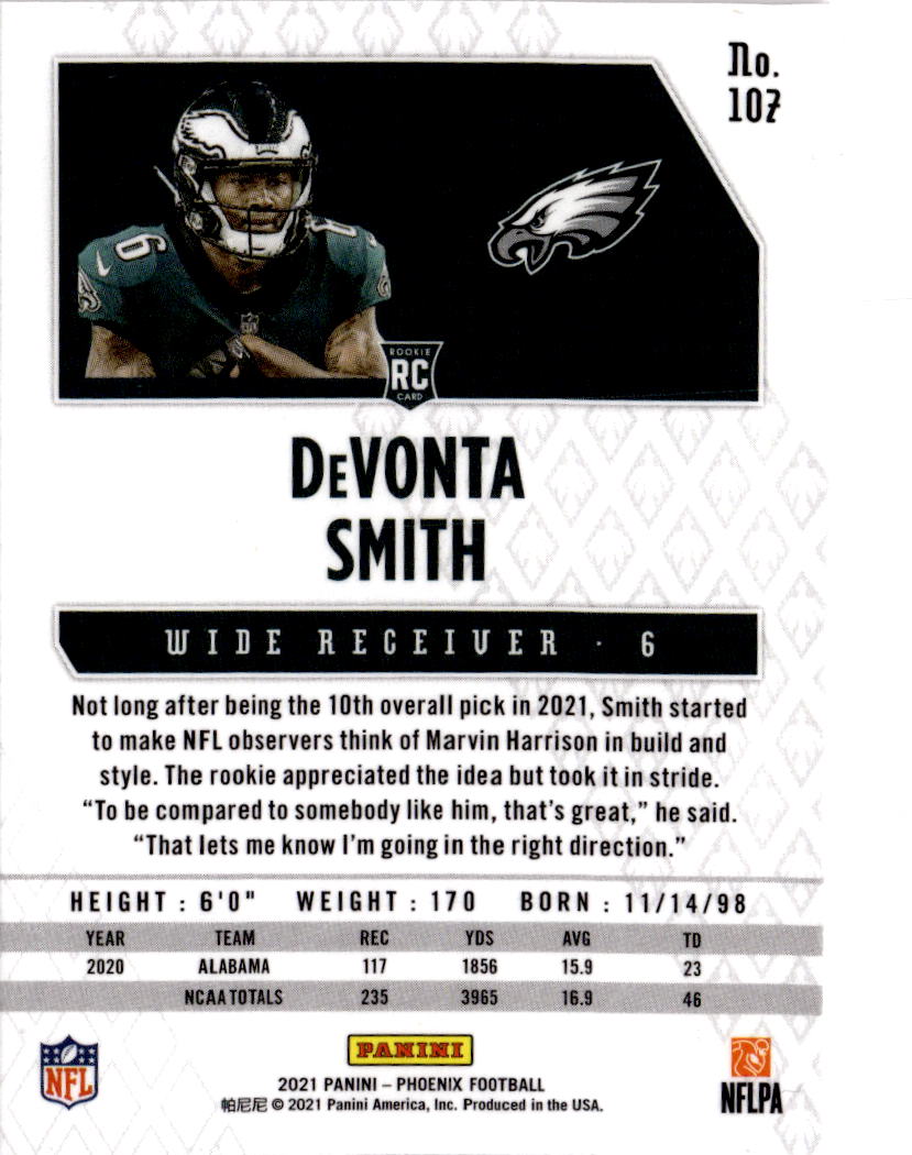 2021 Panini Phoenix #107 DeVonta Smith Silver