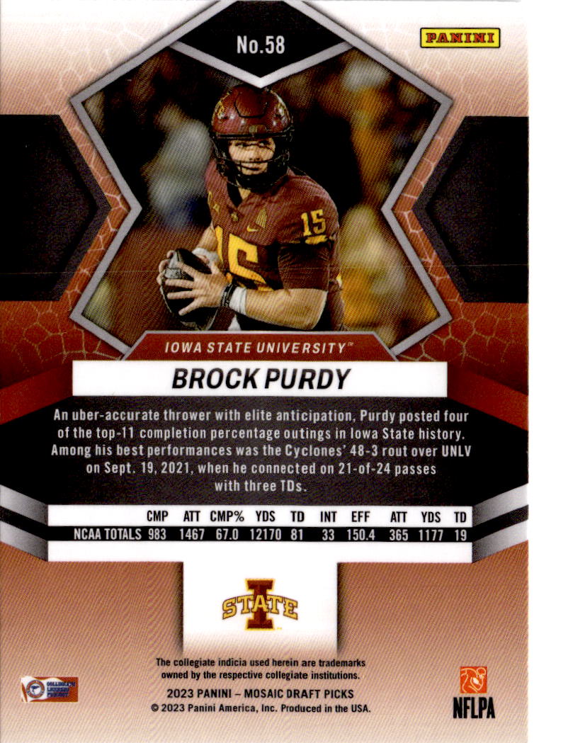 2023 Panini Mosaic Draft Picks #58 Brock Purdy