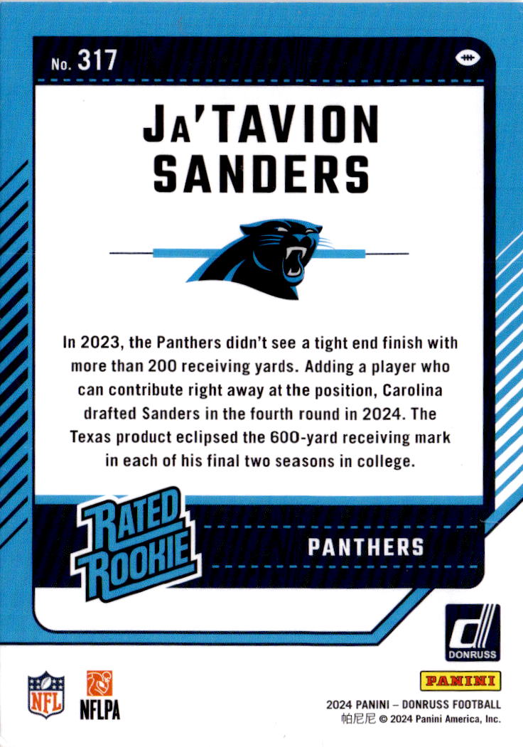 2024 Donruss #317 Ja'Tavion Sanders