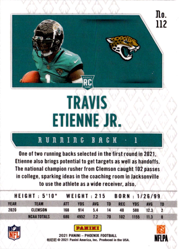 2021 Panini Phoenix #112 Travis Etienne Jr. Fire Burst