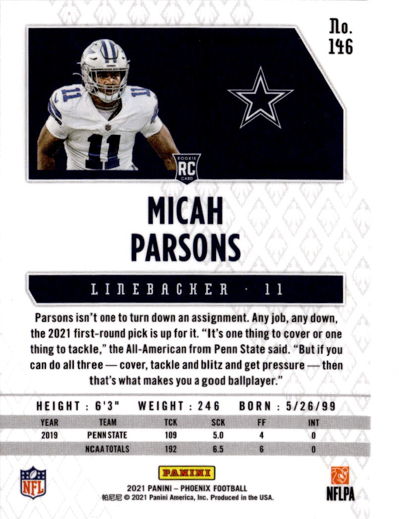 2021 Panini Phoenix #146 Micah Parsons Fire Burst