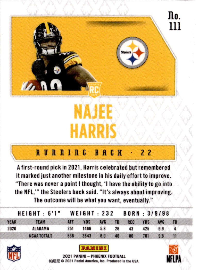 2021 Panini Phoenix #111 Najee Harris Fire Burst