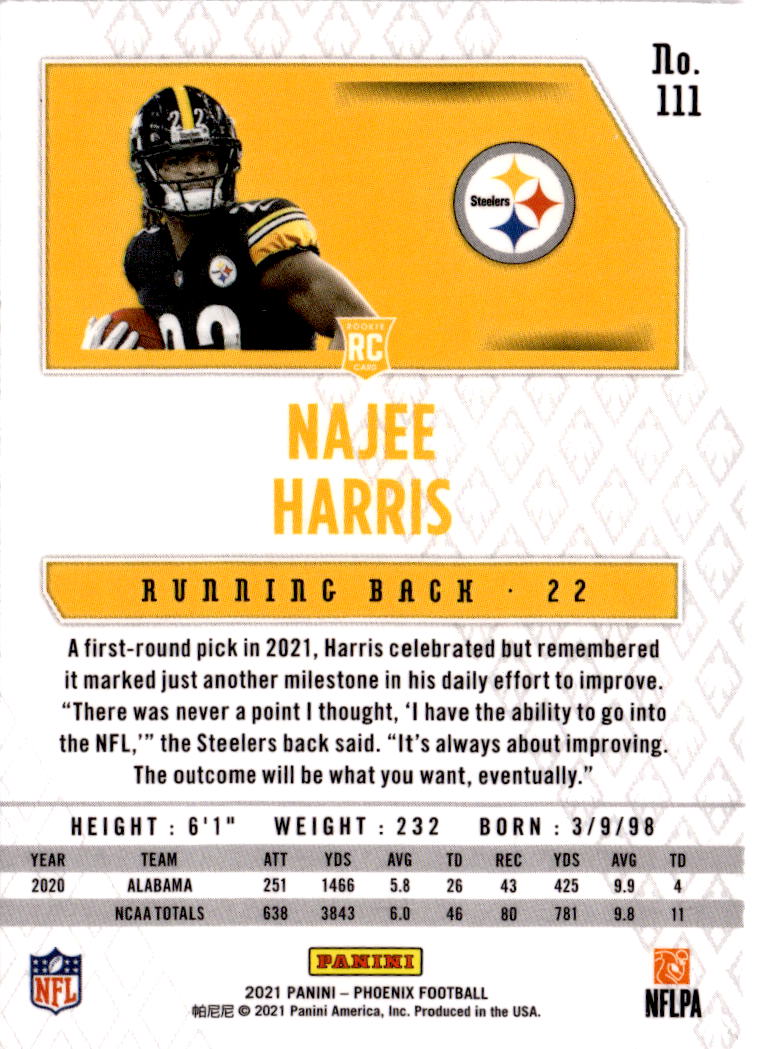 2021 Panini Phoenix #111 Najee Harris Fire Burst