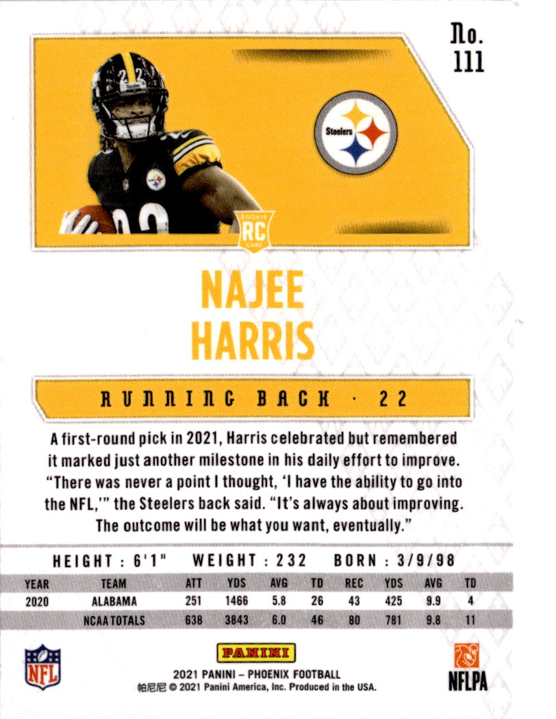 2021 Panini Phoenix #111 Najee Harris Fire Burst