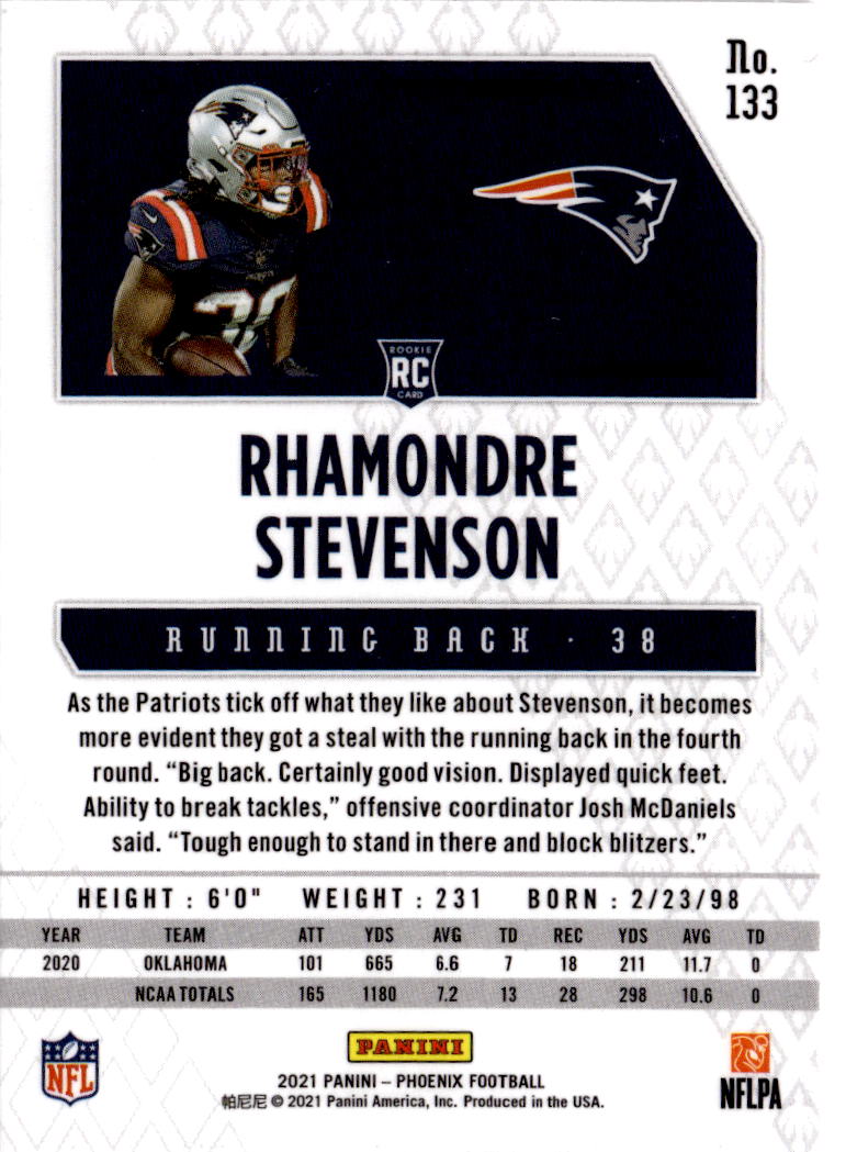 2021 Panini Phoenix #133 Rhamondre Stevenson Yellow #/75